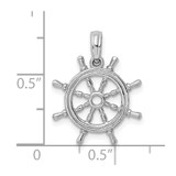 14K White Gold 3-D Ships Wheel Charm