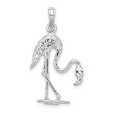 14K White Gold 3-D Textured Flamingo Charm - K6-A9E88B1B-4517