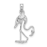 14K White Gold 3-D Textured Flamingo Charm - K6-BE844C00-7893