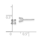 14k White Gold 3mm Princess Cut Stud Earring Mountings