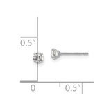 14k White Gold 3mm Round CZ Post Earrings