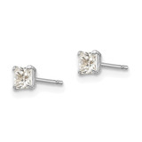 14k White Gold 3mm Square CZ Post Earrings