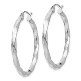 14k White Gold 3mm Twisted Hoop Earrings - TC-72915888-3627