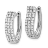 14k White Gold 3-row Diamond Hinged Hoop Earrings - EM-13E41920-7193