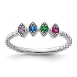 14k White Gold 4 Birthstone Mother's Ring Mounting - XM-5C3737E1-8382