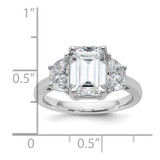 14k White Gold 4 carat Certified Lab Grown Diamond VS/SI+ G+ Complete Emerald and Half Moon Three Stone Engagement Ring