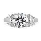 14k White Gold 4 carat Certified Lab Grown Diamond VS/SI+ G+ Round Complete Three Stone Engagement Ring