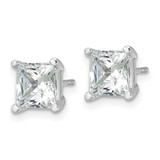 14k White Gold 4 carat Certified Lab Grown Diamond VS+ F+ Princess Complete Four Prong Stud Earrings