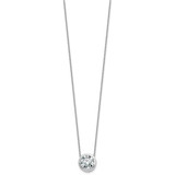 14k White Gold 4 carat Certified Lab Grown Diamond VS+ F+ Round Complete Bezel Set 18 inch Necklace