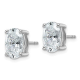 14k White Gold 4 carat Lab Grown Diamond VS/SI+ G+ Complete Oval Four Prong Stud Earrings