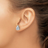 14k White Gold 4 carat Lab Grown Diamond VS/SI+ G+ Complete Pear Three Prong Stud Earrings