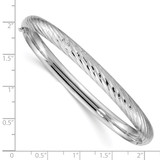 14k White Gold 4/16 Polished Textured 6.00mm Hinged Oval Bangle Bracelet