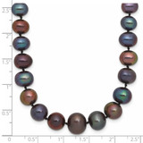 14k White Gold 4-10mm Graduated Black Near Round Freshwater Cultured Pearl 18 inch Necklace