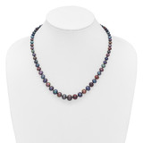 14k White Gold 4-10mm Graduated Black Near Round Freshwater Cultured Pearl 18 inch Necklace