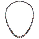 14k White Gold 4-10mm Graduated Black Near Round Freshwater Cultured Pearl 18 inch Necklace