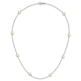 14K White Gold 4-5mm White Near Round Freshwater Cultured Pearl 8-station 18 inch Necklace