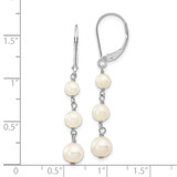 14k White Gold 4-6mm White Semi-Round Freshwater Cultured Pearl Dangle Leverback Earrings