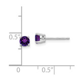 14k White Gold 4mm Amethyst Earrings