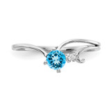 14k White Gold 4mm Blue Topaz AA Diamond ring - X9-03493B94-7019