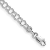 14k White Gold 4mm Hollow Double Link 7 inch Charm Bracelet