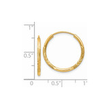 14k 1.5mm Satin Diamond-cut Endless Hoop Earrings - XY-A3EBC943-9927