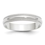14k White Gold 4mm Lightweight Milgrain Half Round Wedding Band Size 4