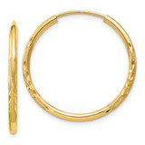 14k 1.5mm Satin Diamond-cut Endless Hoop Earrings - XY-AEEE1C6E-1787