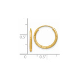 14k 1.5mm Satin Diamond-cut Endless Hoop Earrings - XY-D48E8BB7-8047