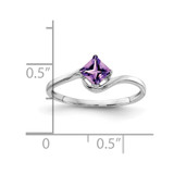 14k White Gold 4mm Princess Cut Amethyst ring