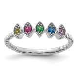 14k White Gold 5 Birthstone Mother's Ring Mounting