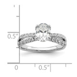 14k White Gold 5/8 carat Lab Grown Diamond VS/SI+ G+ 1 carat Center Oval Semi Mount Engagement Ring