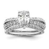14k White Gold 5/8 carat Lab Grown Diamond VS/SI+ G+ 1 carat Center Pear Semi Mount Engagement Ring