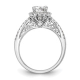 14k White Gold 5/8 carat Lab Grown Diamond VS/SI+ G+ 1 carat Center Round Semi Mount Halo Engagement Ring