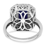 14k White Gold 5/8 carat Lab Grown Diamond VS/SI+ G+ and Lab Created Blue Sapphire Fashion Ring
