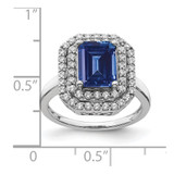 14k White Gold 5/8 carat Lab Grown Diamond VS/SI+ G+ and Lab Created Blue Sapphire Fashion Ring