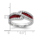14k White Gold 5/8 carat Lab Grown Diamond VS/SI+ G+ and Lab Created Ruby Ring
