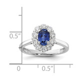 14k White Gold 5/8 carat Lab Grown Diamond VS/SI+ G+ and Oval Lab Created Blue Sapphire Halo Fashion Ring