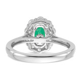 14k White Gold 5/8 carat Lab Grown Diamond VS/SI+ G+ and Oval Lab Created Emerald Halo Fashion Ring