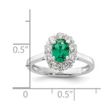 14k White Gold 5/8 carat Lab Grown Diamond VS/SI+ G+ and Oval Lab Created Emerald Halo Fashion Ring