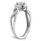14k White Gold 5/8 carat Lab Grown Diamond VS/SI+ G+ Round Complete Fancy Halo Engagement Ring