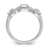 14k White Gold 5/8 carat Lab Grown Diamond VS/SI+ G+ Three Stone Emerald and Pear Complete Engagement Ring