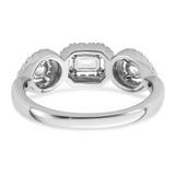 14k White Gold 5/8 carat Lab Grown Diamond VS/SI+ G+ Three Stone Emerald and Pear Complete Engagement Ring