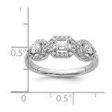 14k White Gold 5/8 carat Lab Grown Diamond VS/SI+ G+ Three Stone Emerald and Pear Complete Engagement Ring