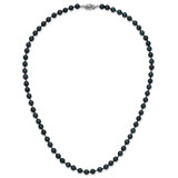 14k White Gold 5-6mm Black Round Akoya Saltwater Cultured Pearl 16 inch Necklace