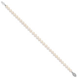 14k White Gold 5-6mm White Near Round Freshwater Cultured Pearl 8.25 inch Bracelet