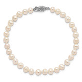 14k White Gold 5-6mm White Near Round Freshwater Cultured Pearl 8.25 inch Bracelet