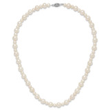 14k White Gold 5-8mm White Near-Round Freshwater Cultured Pearl 18 inch Necklace