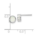 14k White Gold 5mm Bezel Opal Stud Earrings