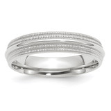 14k White Gold 5mm Double Milgrain Comfort Fit Wedding Band Size 12