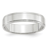14k White Gold 5mm Flat with Step Edge Wedding Band Size 11.5
